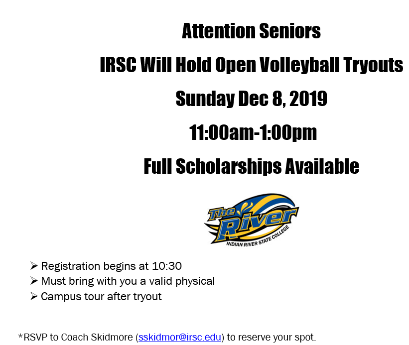 IRSC to hold open volleyball tryout for Seniors